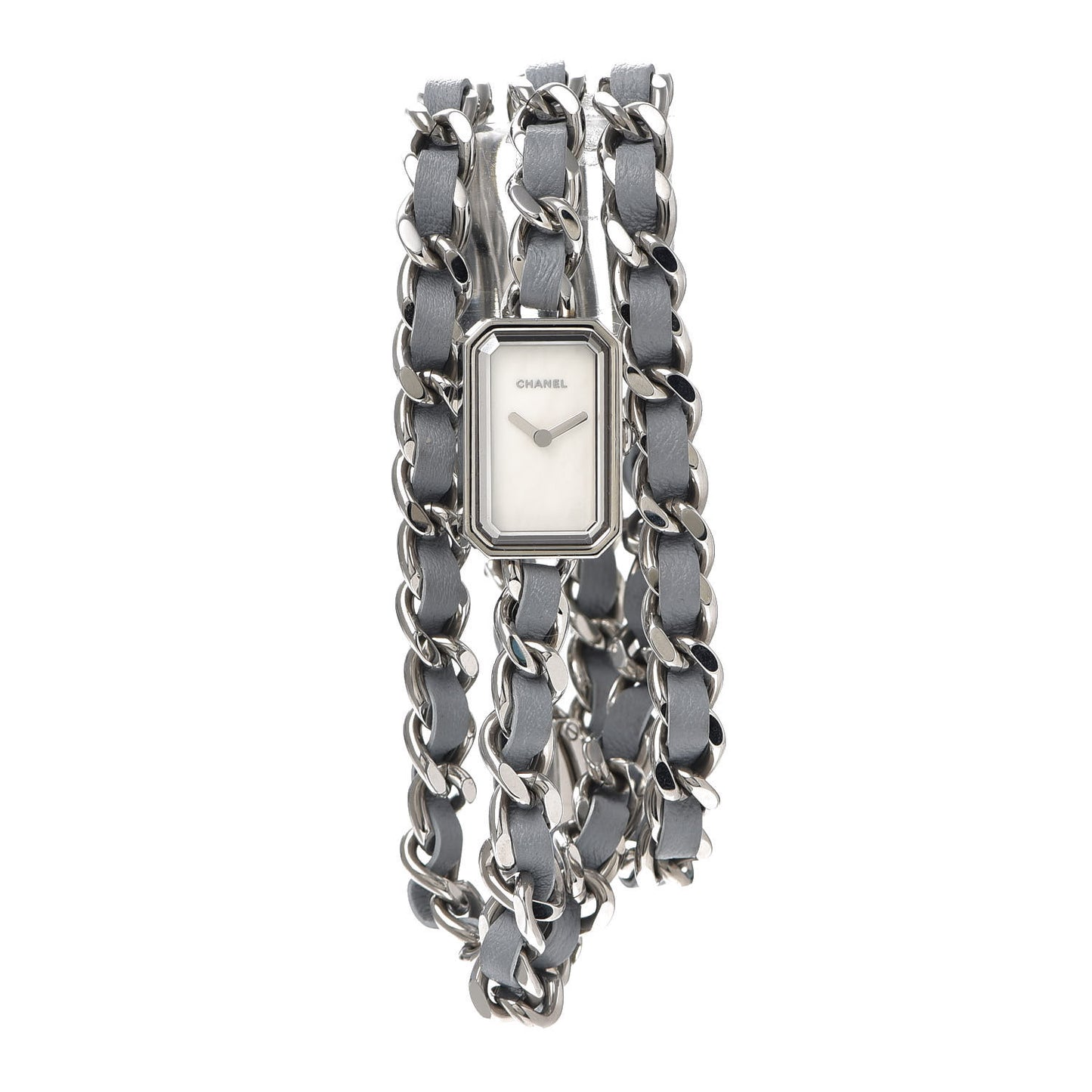 Stainless Steel Lambskin Mother of Pearl 16mm Premiere Rock Triple Row Quartz Watch Light Blue