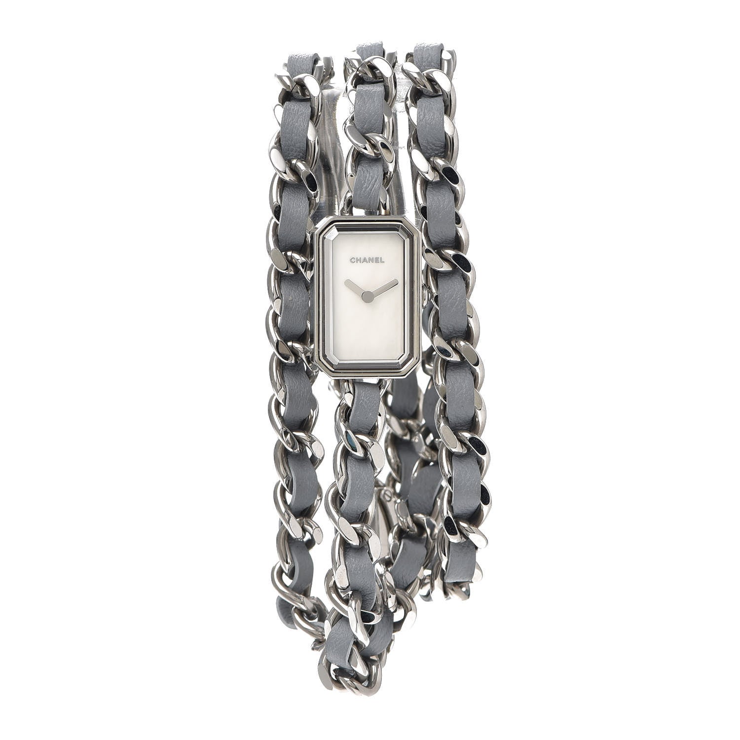 Chanel Stainless Steel Lambskin Mother of Pearl 16mm Premiere Rock Triple Row Quartz Watch Light Blue 1 of 5