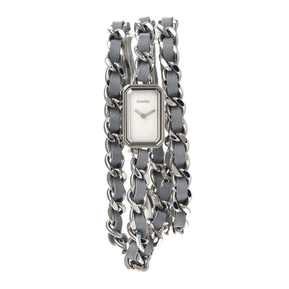 Chanel Stainless Steel Lambskin Mother of Pearl 16mm Premiere Rock Triple Row Quartz Watch Light Blue 1 of 5