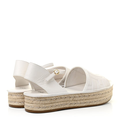 Fendi Nappa FF Embossed Espadrille Platform Sandals 38.5 Snow 4 of 8