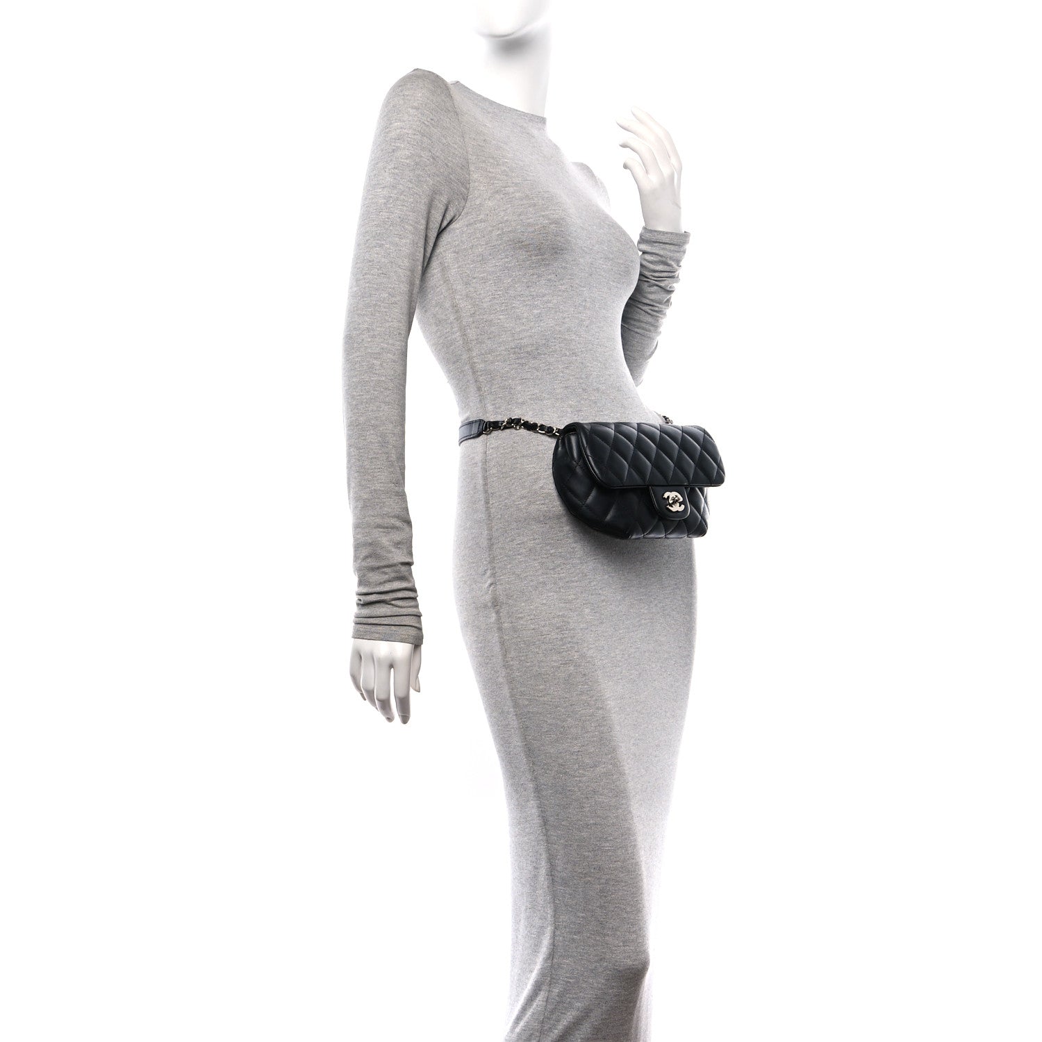 Chanel Calfskin Quilted CC Uniform Flap Belt Bag Black 2 of 11