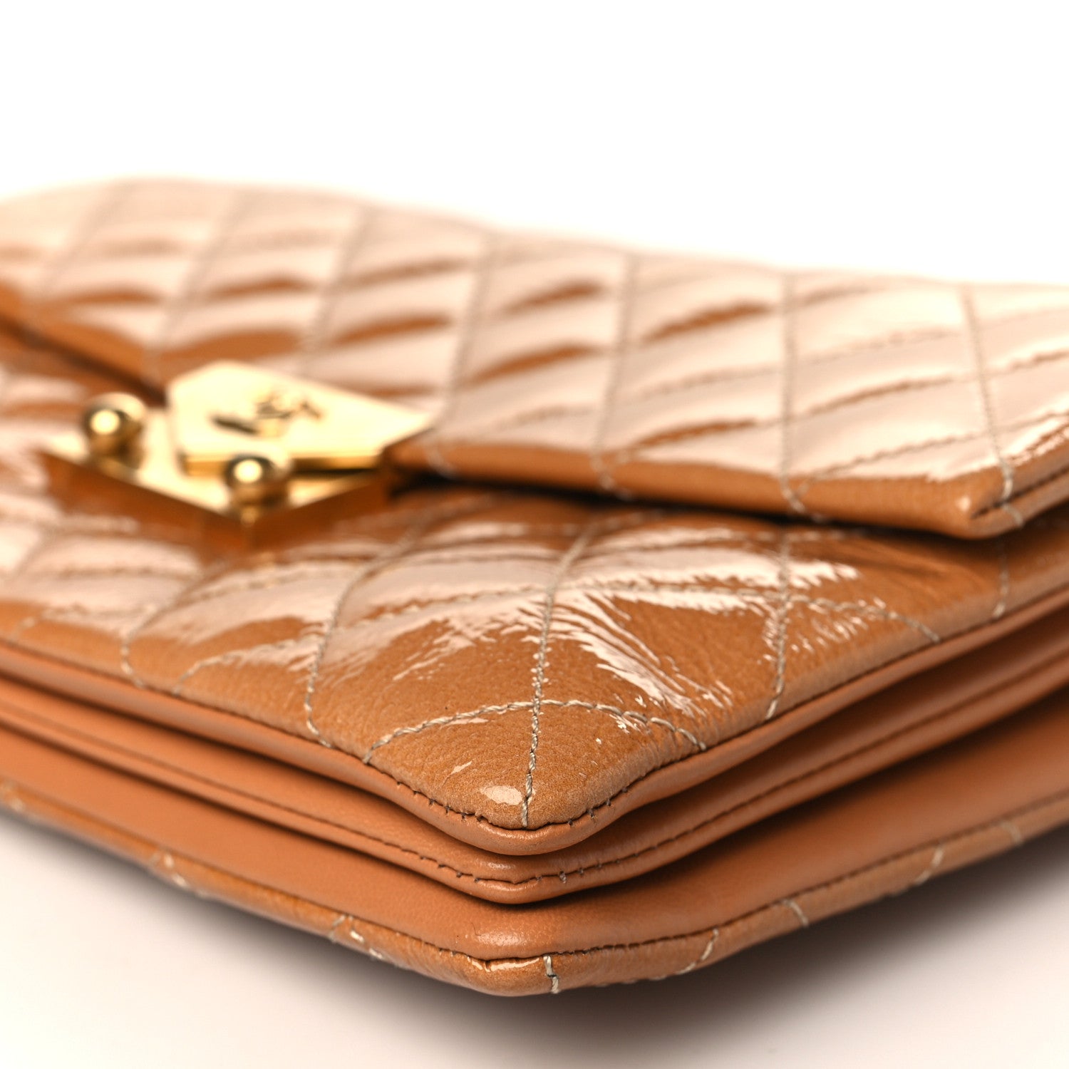 Chanel Patent Goatskin Quilted Small 3 Pocket Accordion Flap Brown 8 of 11