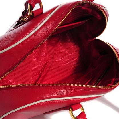 Prada Saffiano Lux Bowling Bag Fuoco Talco 5 of 10