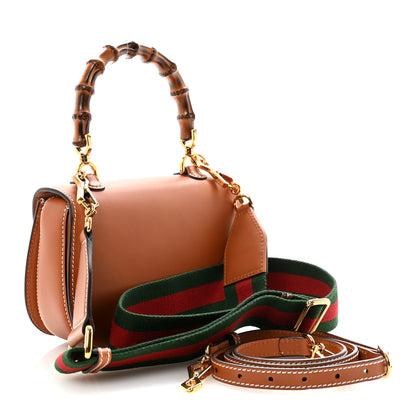 Gucci Boarded Dyana Lux Calfskin Web Small Bamboo 1947 Top Handle Bag Brown 3 of 9