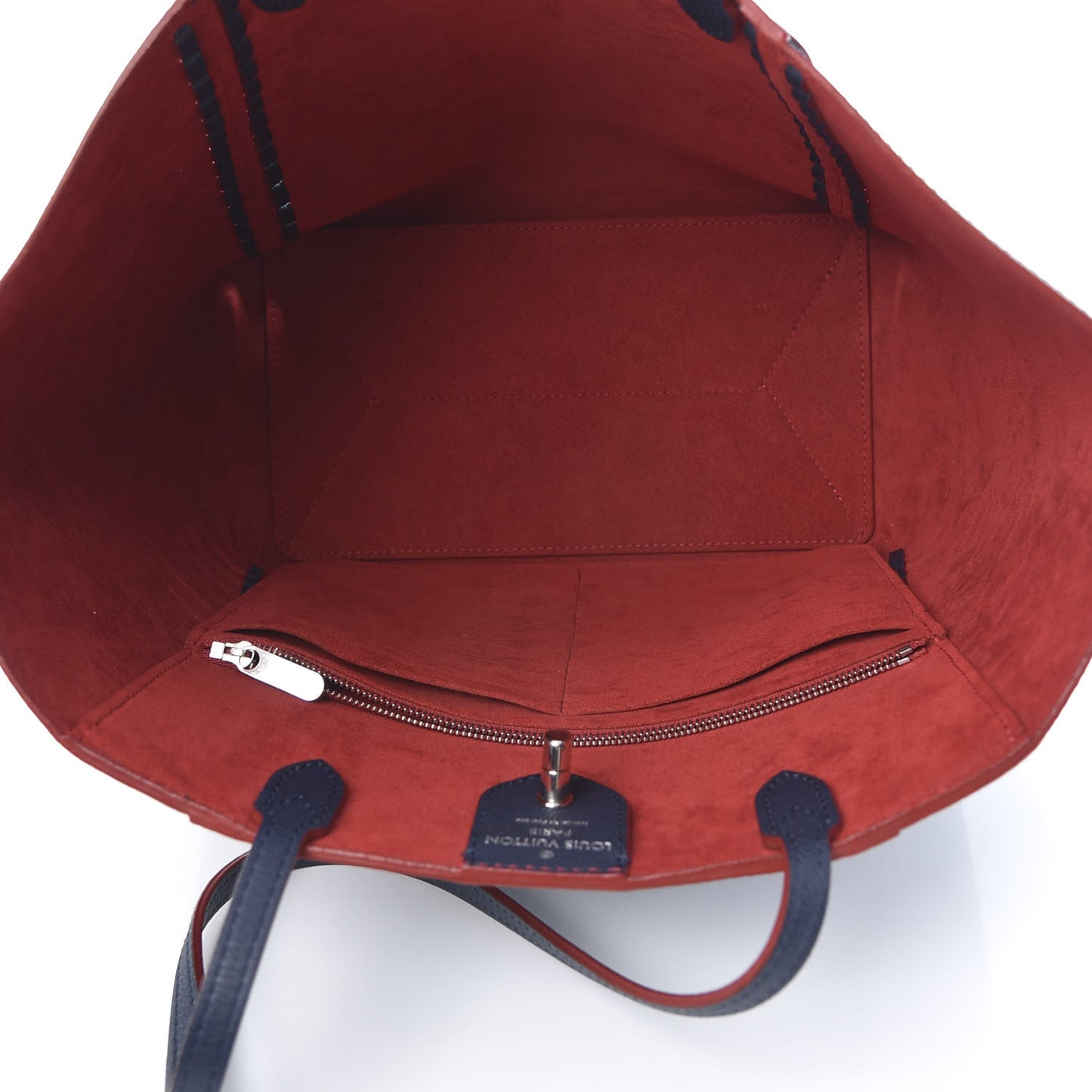 Calfskin Braided Lockme Cabas Marine Rouge