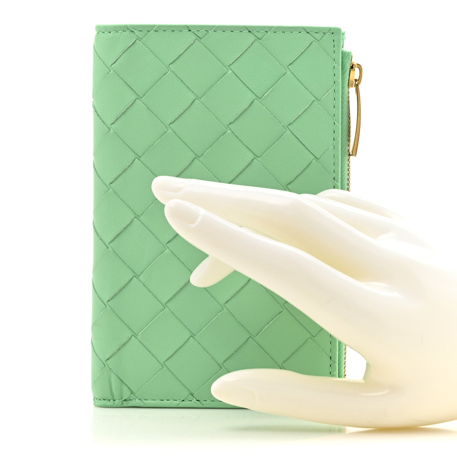 Bottega Veneta Nappa Intrecciato Bifold Zip Wallet Fountain 2 of 9