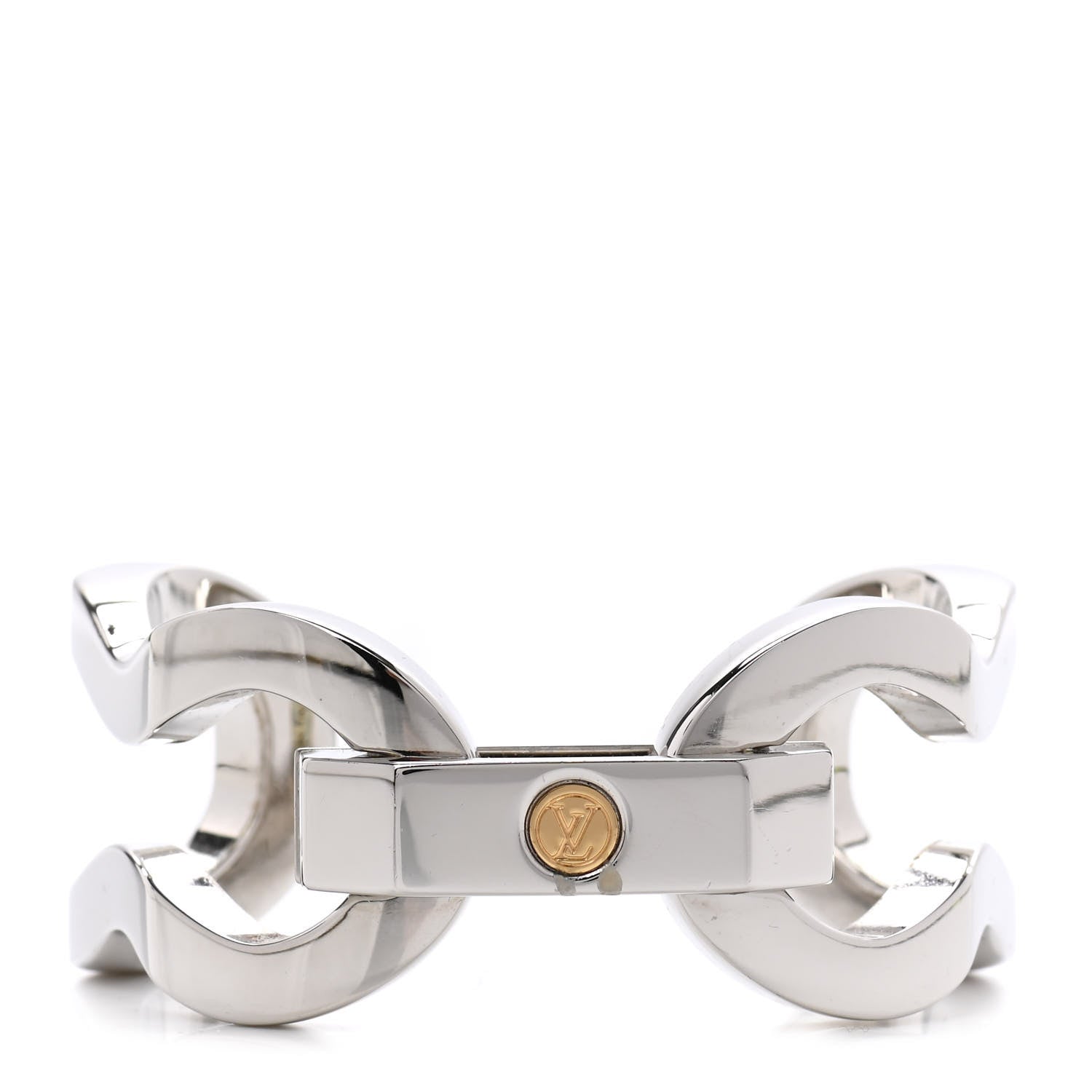 Louis Vuitton Metal Cuff Bracelet Silver Gold 1 of 4