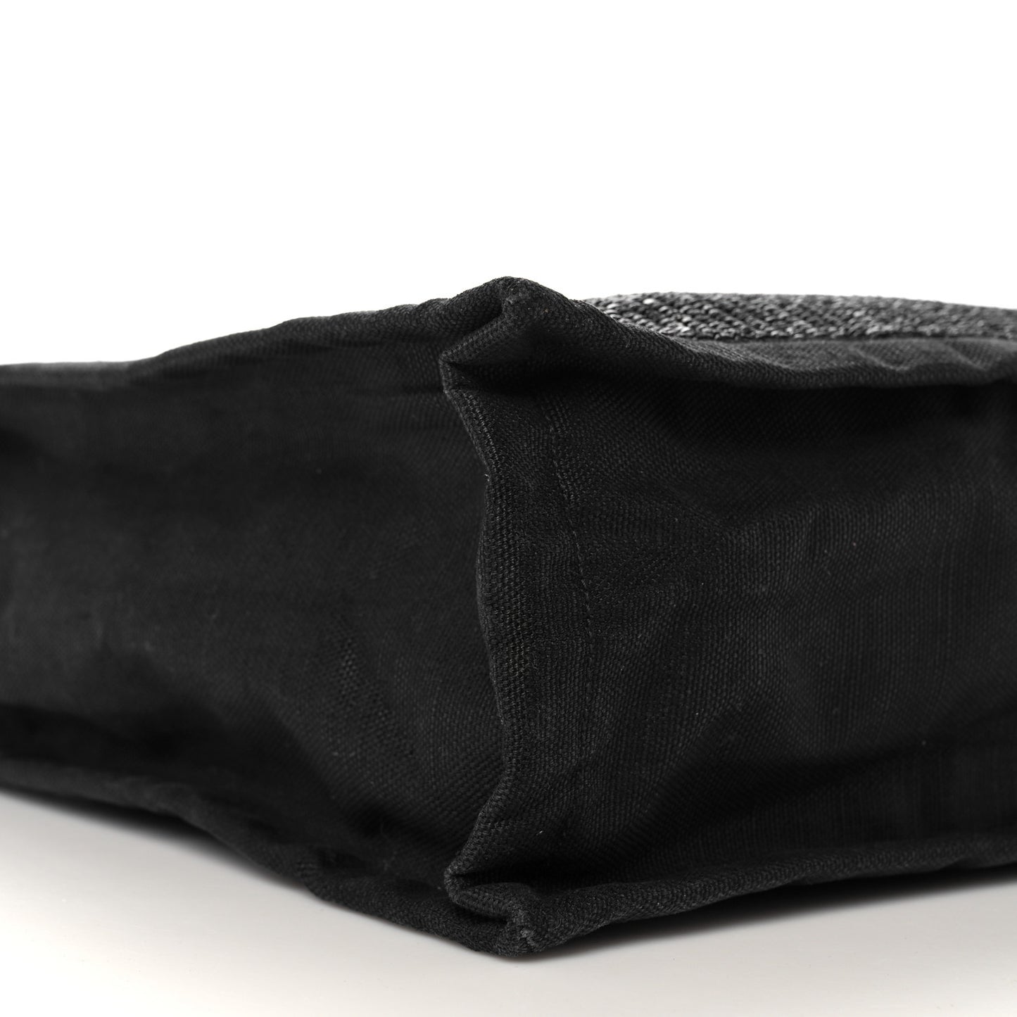 Raffia Linen Calfskin Rive Gauche Tote Black