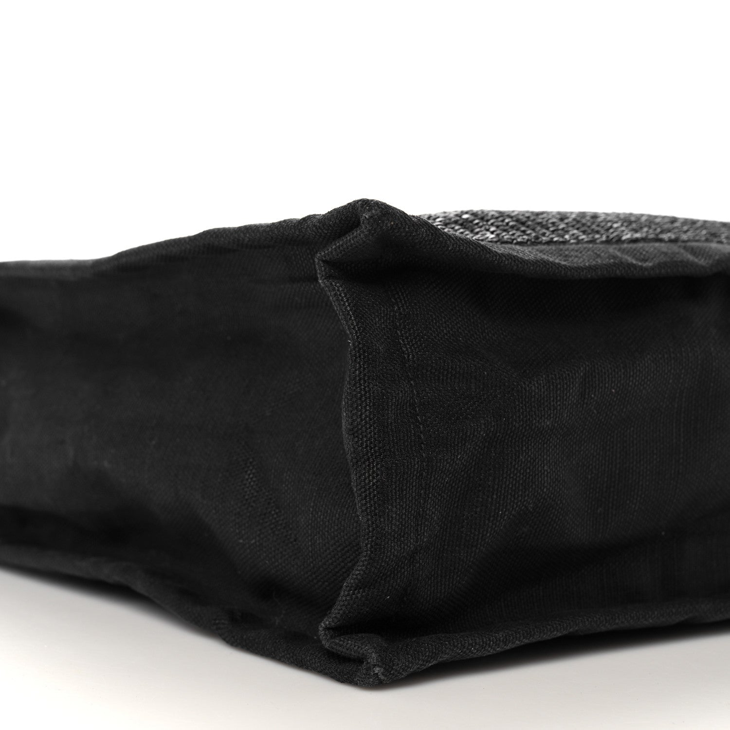 Saint Laurent Raffia Linen Calfskin Rive Gauche Tote Black 8 of 13