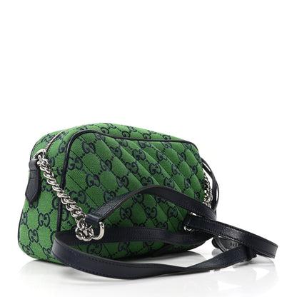 Gucci Monogram Multicolor Matelasse Diagonal Small GG Marmont Chain Shoulder Bag Green Blue 3 of 10