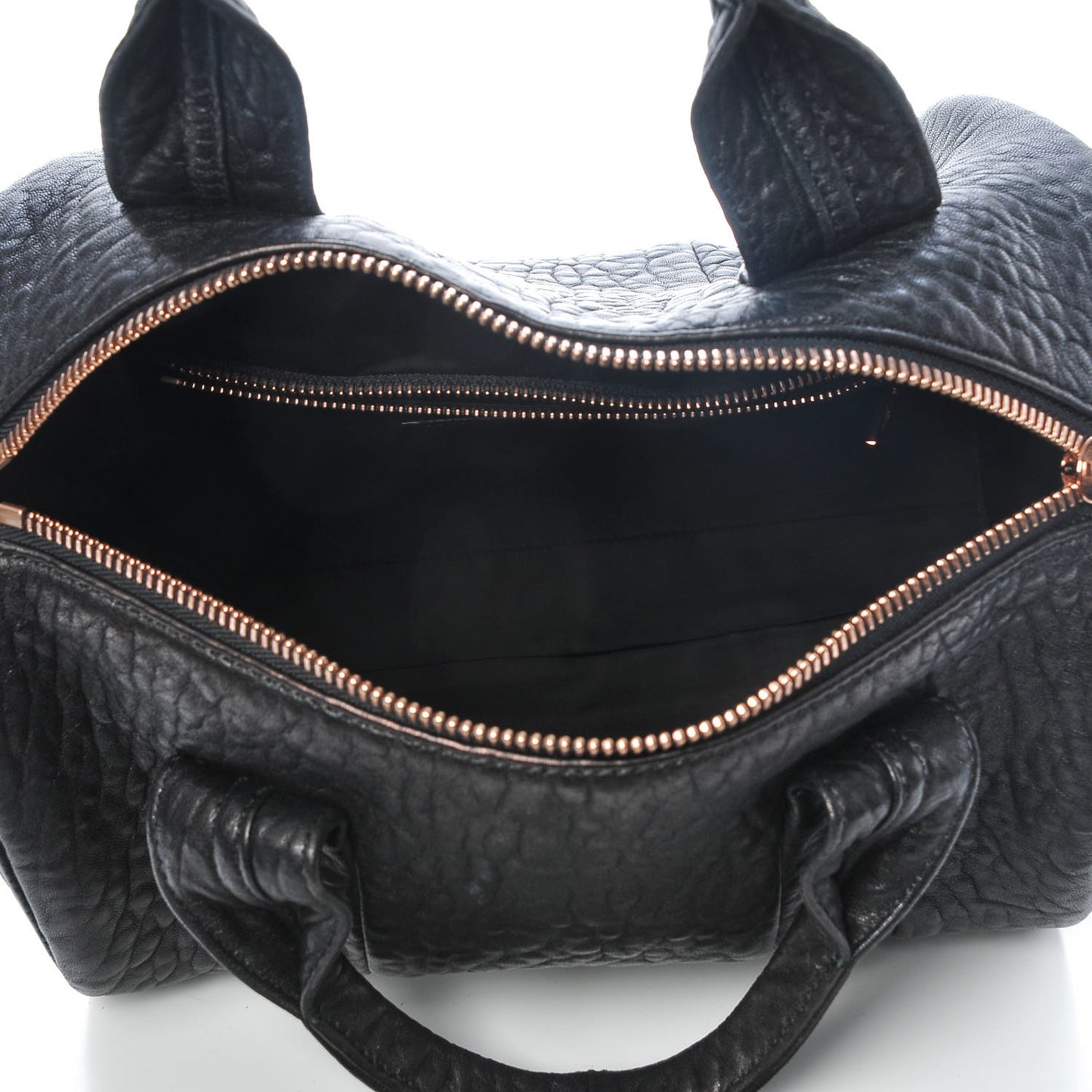 Pebbled Lambskin Rocco Black Rose Gold Hardware