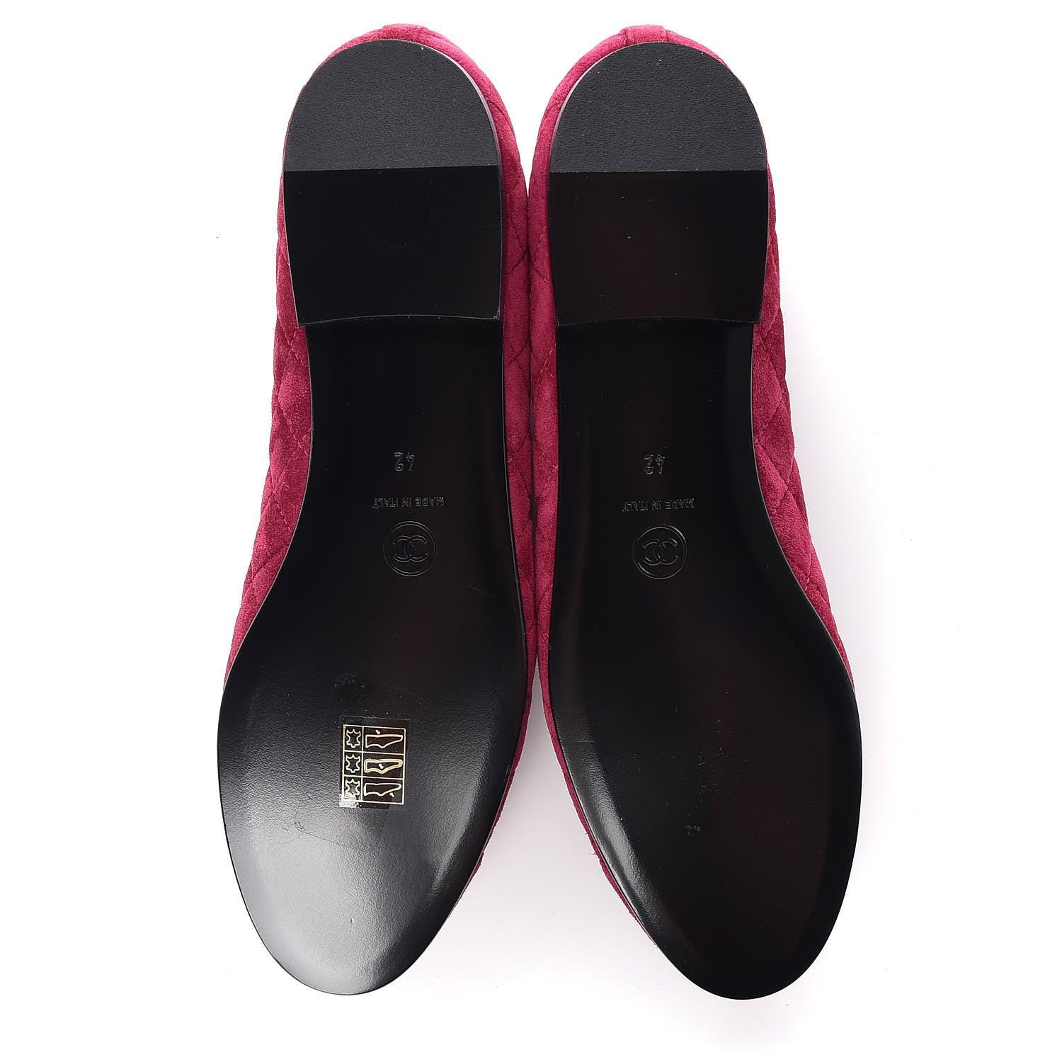 Chanel Suede Calfskin Quilted Cap Toe CC Ballerina Flats 42 Dark Pink 5 of 9