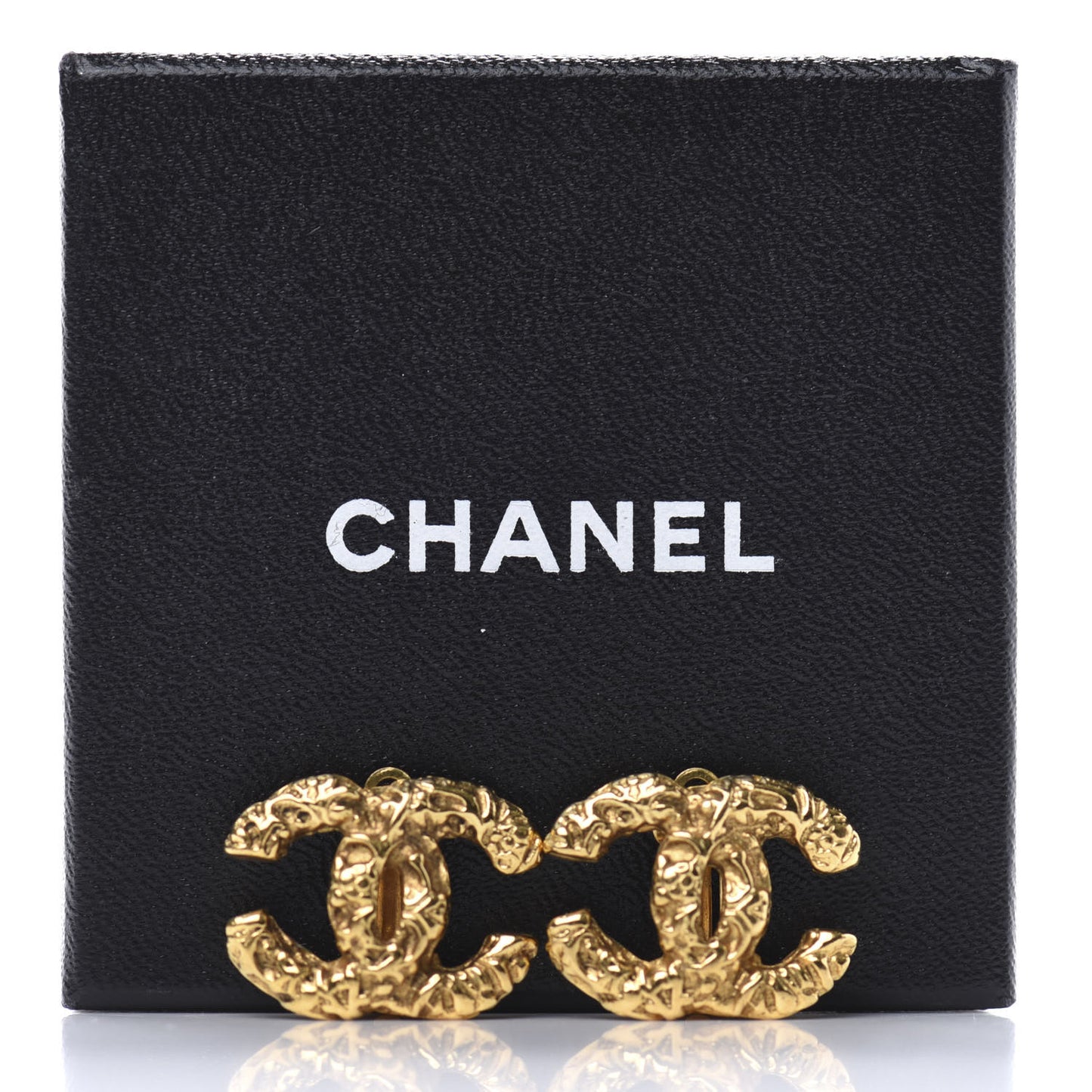 Textured CC Clip On Earrings Gold