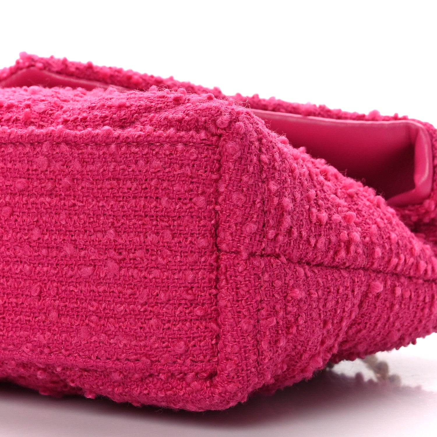 Saint Laurent Boucle Tweed Quilted Toy Loulou Puffer Monogram Chain Satchel Magenta 9 of 9