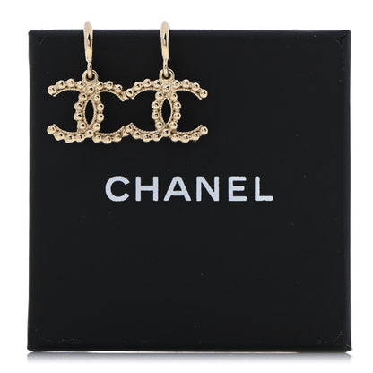 Chanel Metal Bead CC Drop Earrings Gold 5 of 5