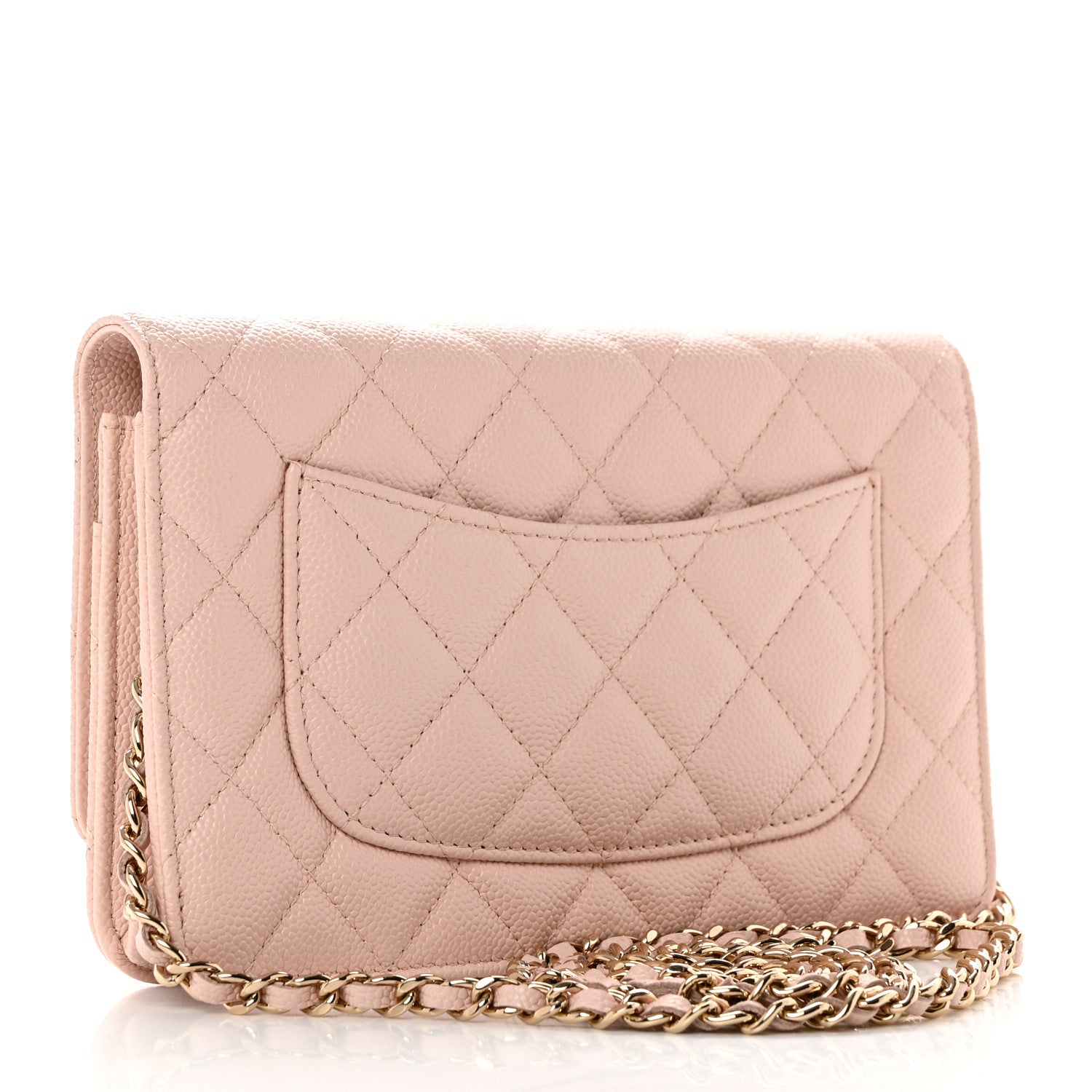 Chanel Caviar Quilted Enamel Wallet on Chain WOC Light Pink 3 of 9
