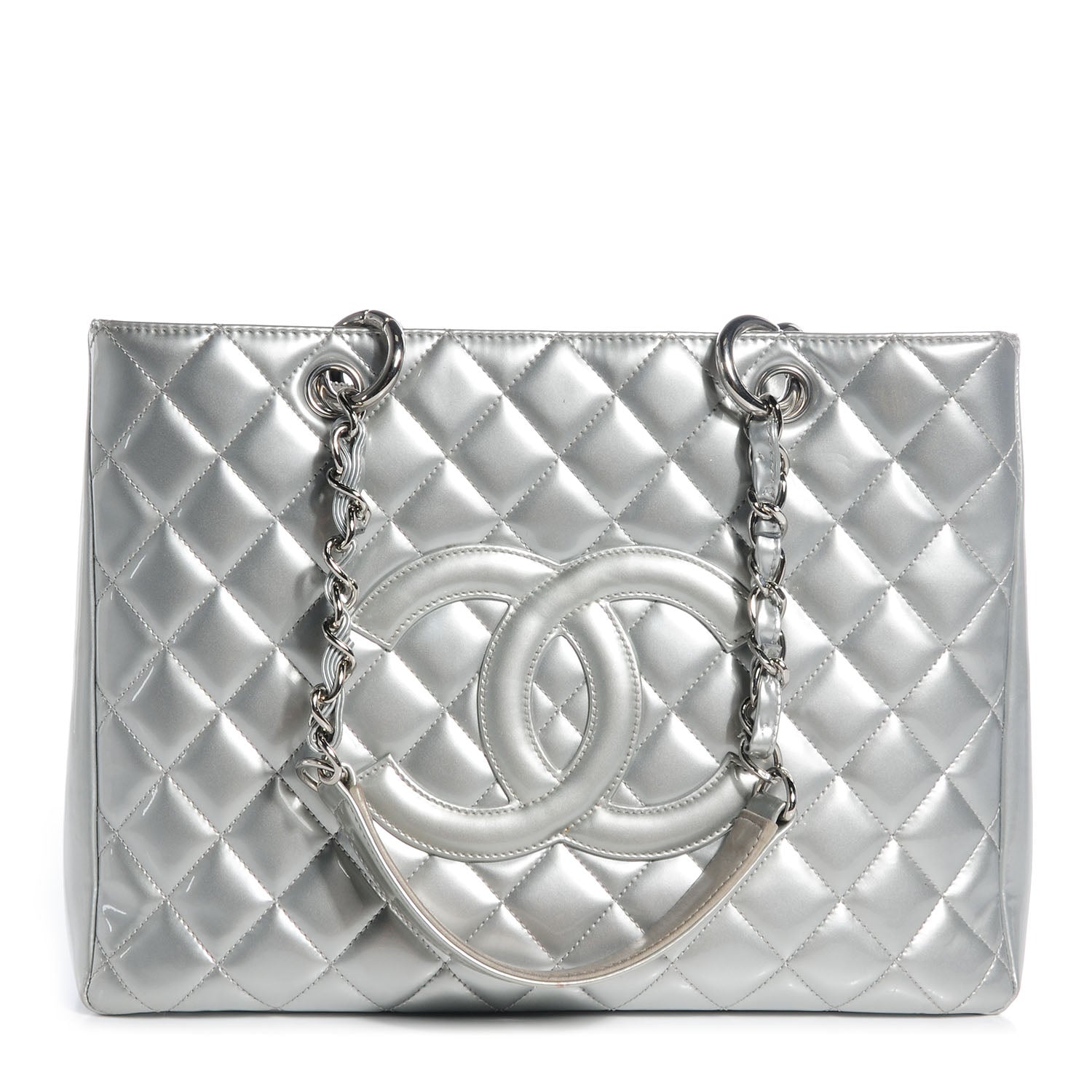 Chanel Patent Leather GST Grand Shopping Tote Silver 1 of 7