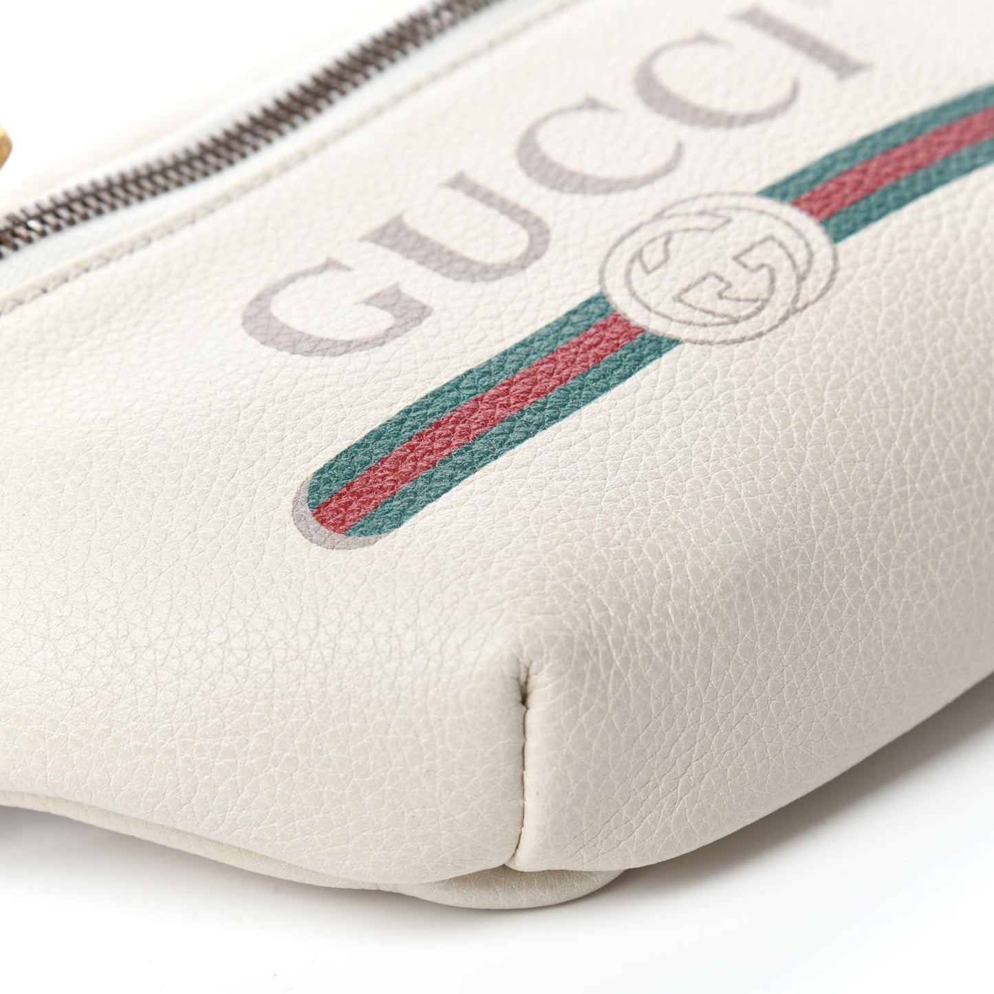 Grained Calfskin Small Logo Belt Bag White