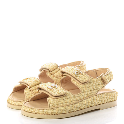 Chanel Braided Fabric Velcro Dad Sandals 35 Beige 3 of 11