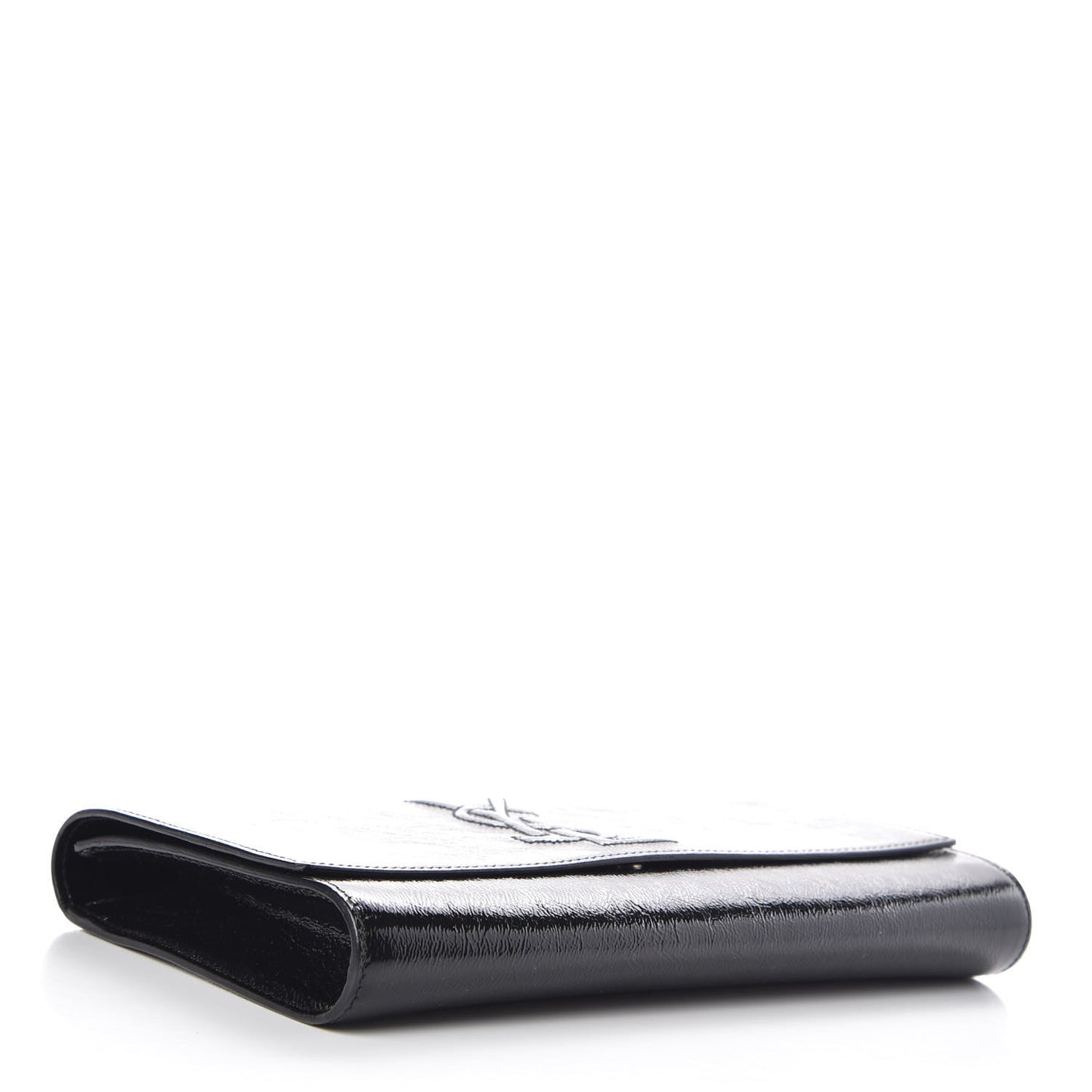 Textured Patent Monogram Large Belle De Jour Clutch Black