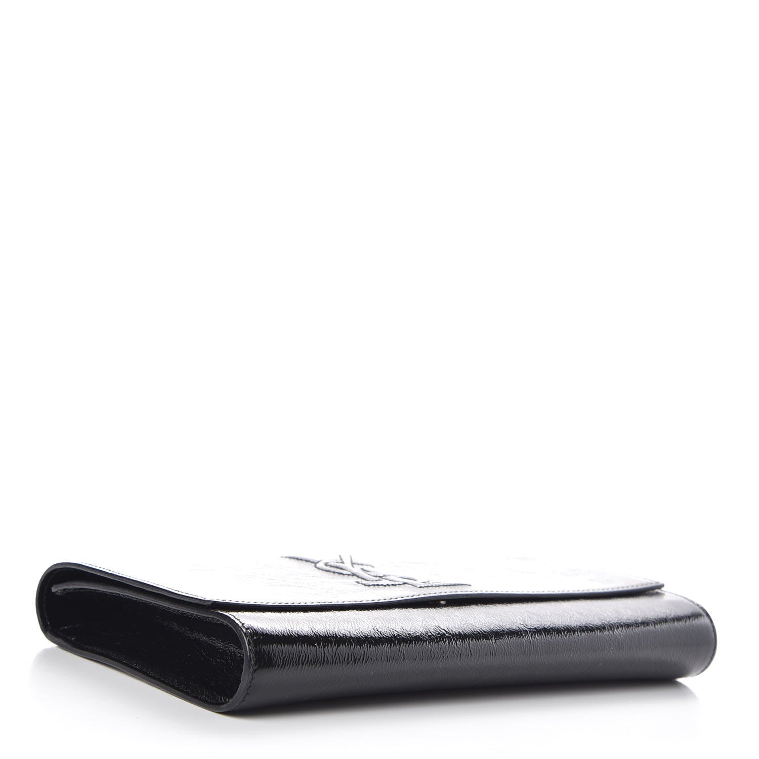 Saint Laurent Textured Patent Monogram Large Belle De Jour Clutch Black 4 of 9