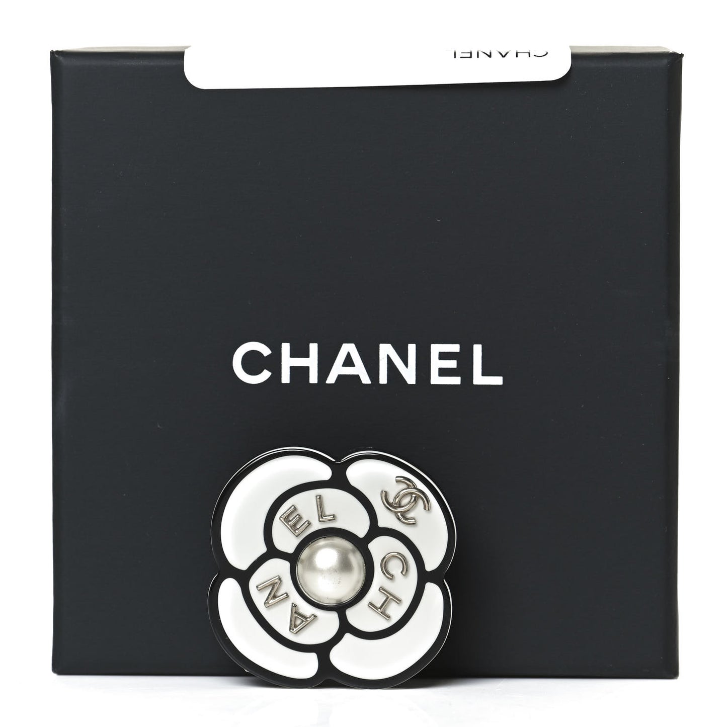 Resin Pearl Camellia Brooch White Black
