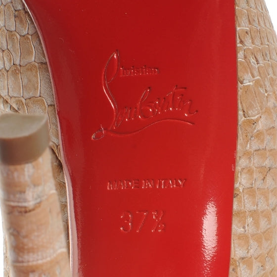 Christian Louboutin Cork Snake Print Bianca 120 Pumps 37.5 Beige 6 of 6