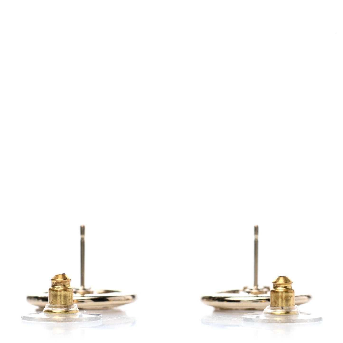 Crystal CC Round Earrings Gold