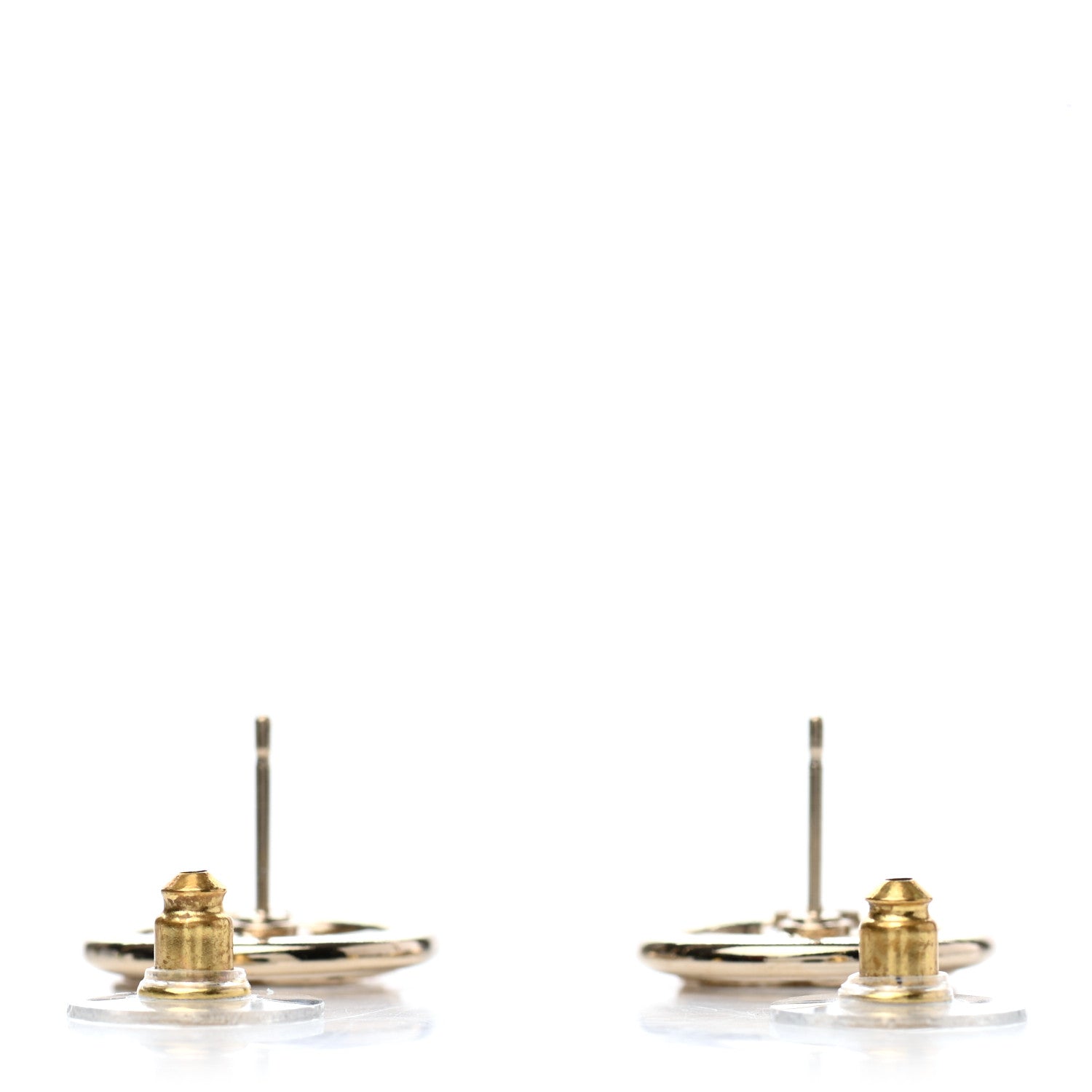 Chanel Crystal CC Round Earrings Gold 3 of 4