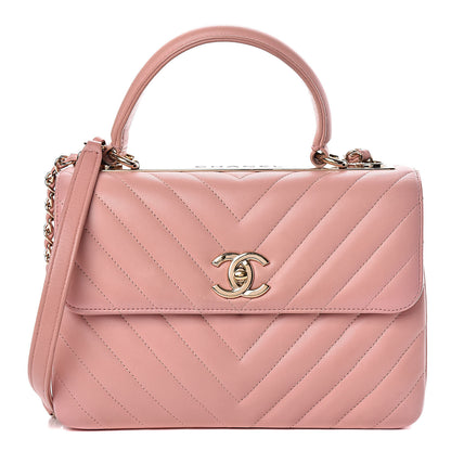 Chanel Lambskin Chevron Quilted Small Trendy CC Dual Handle Flap Bag Pink 1 of 12