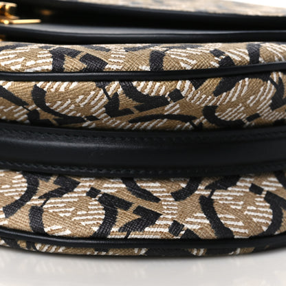 Salvatore Ferragamo Canvas Calfskin Gancini Saddle Bag Black Beige 8 of 10