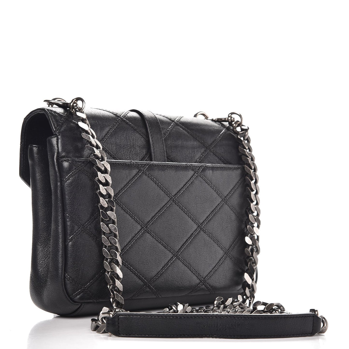 Calfskin Matelasse Diamond Quilted Monogram Medium College Bag Black