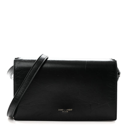 Saint Laurent Smooth Calfskin Monogram Crossbody Bag Black 1 of 9