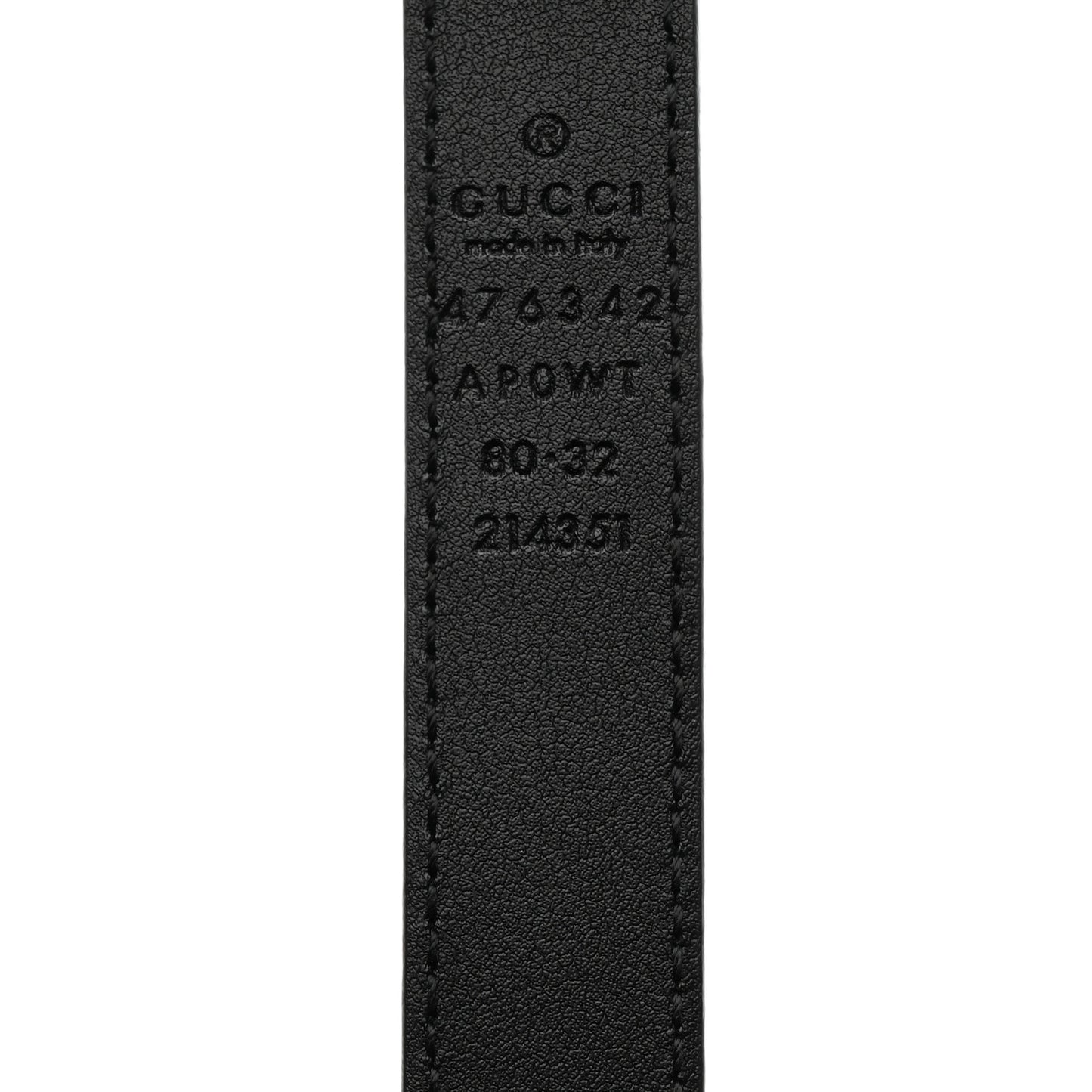 Moon Calfskin Pearl Double G 20mm Belt 80 32 Black Cream