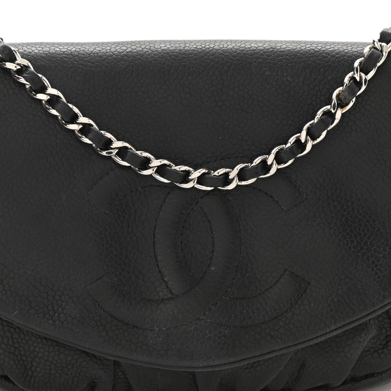 Chanel Caviar Half Moon Wallet On Chain WOC Black 10 of 14
