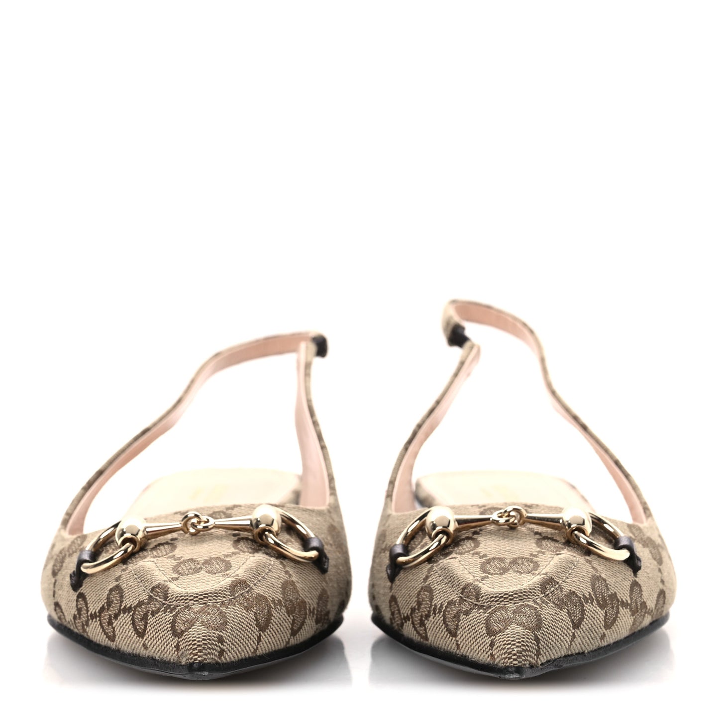 Monogram Horsebit Womens Slingback Ballet Flat 40.5 Beige Ebony Cocoa