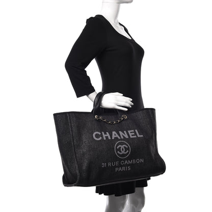 Chanel Woven Straw Raffia Large Deauville Tote Black 2 of 11