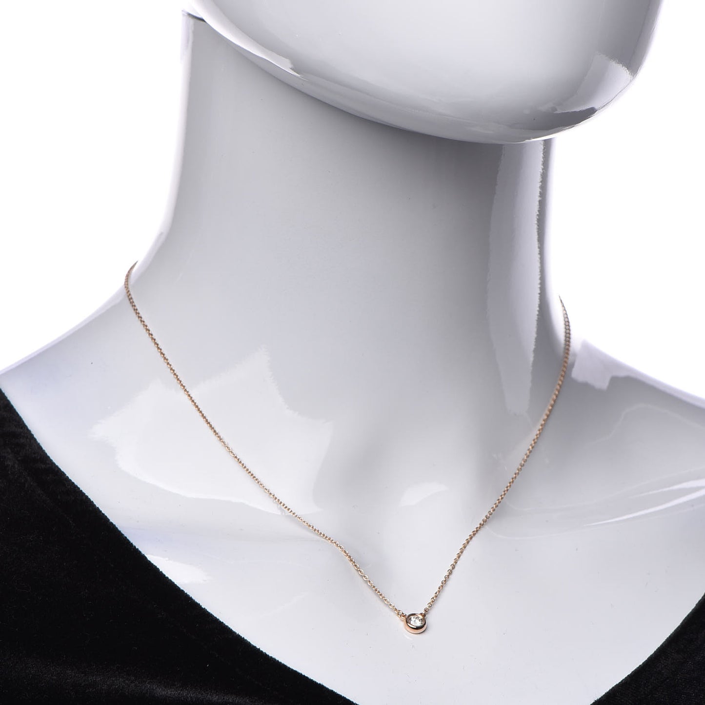 18K Rose Gold Diamond .14ct Elsa Peretti Diamonds by the Yard Pendant Necklace