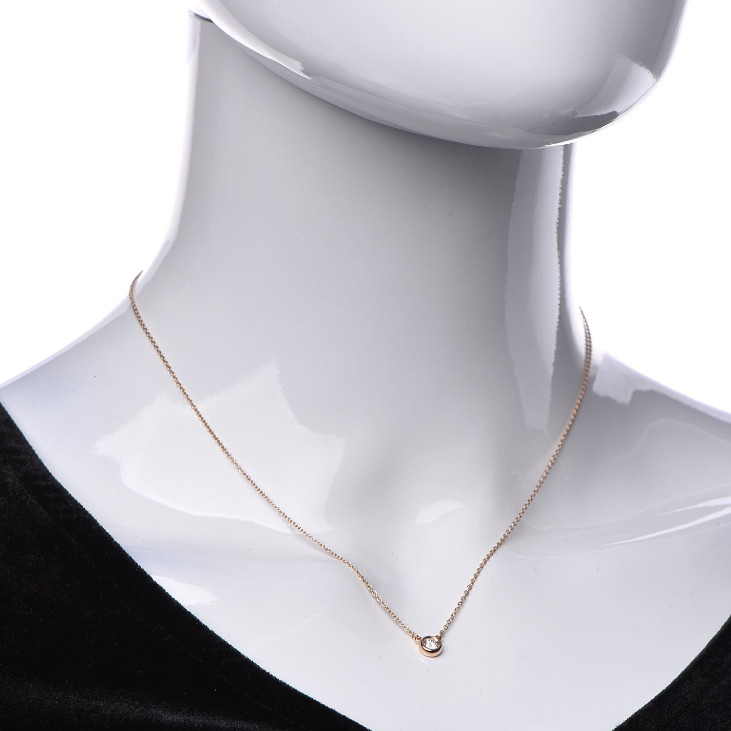 Tiffany 18K Rose Gold Diamond .14ct Elsa Peretti Diamonds by the Yard Pendant Necklace 2 of 8