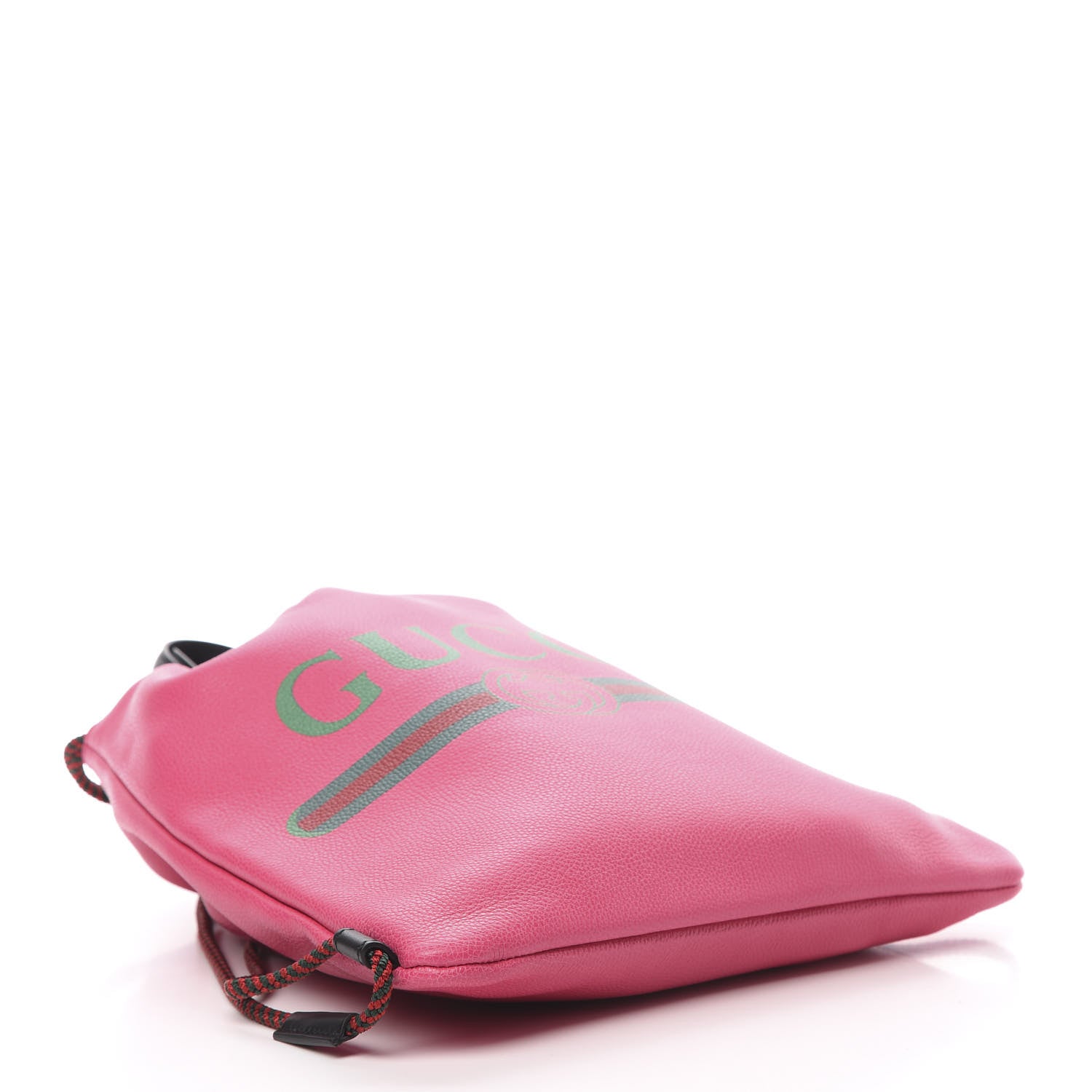 Gucci Grained Calfskin Logo Drawstring Backpack Box Pink Green Black 4 of 10