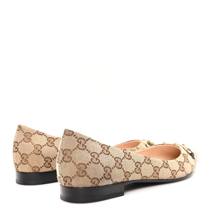 Gucci Monogram Horsebit Womens Werin Ballet Flat 39 Beige Ebony Cocoa 5 of 10