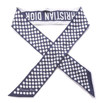 Christian Dior Silk Polka Dot Mitzah Scarf Blue White 1 of 4