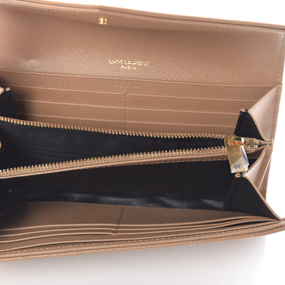 Saint Laurent Grain De Poudre Matelasse Chevron Monogram Flap Wallet Dark Latte 5 of 7