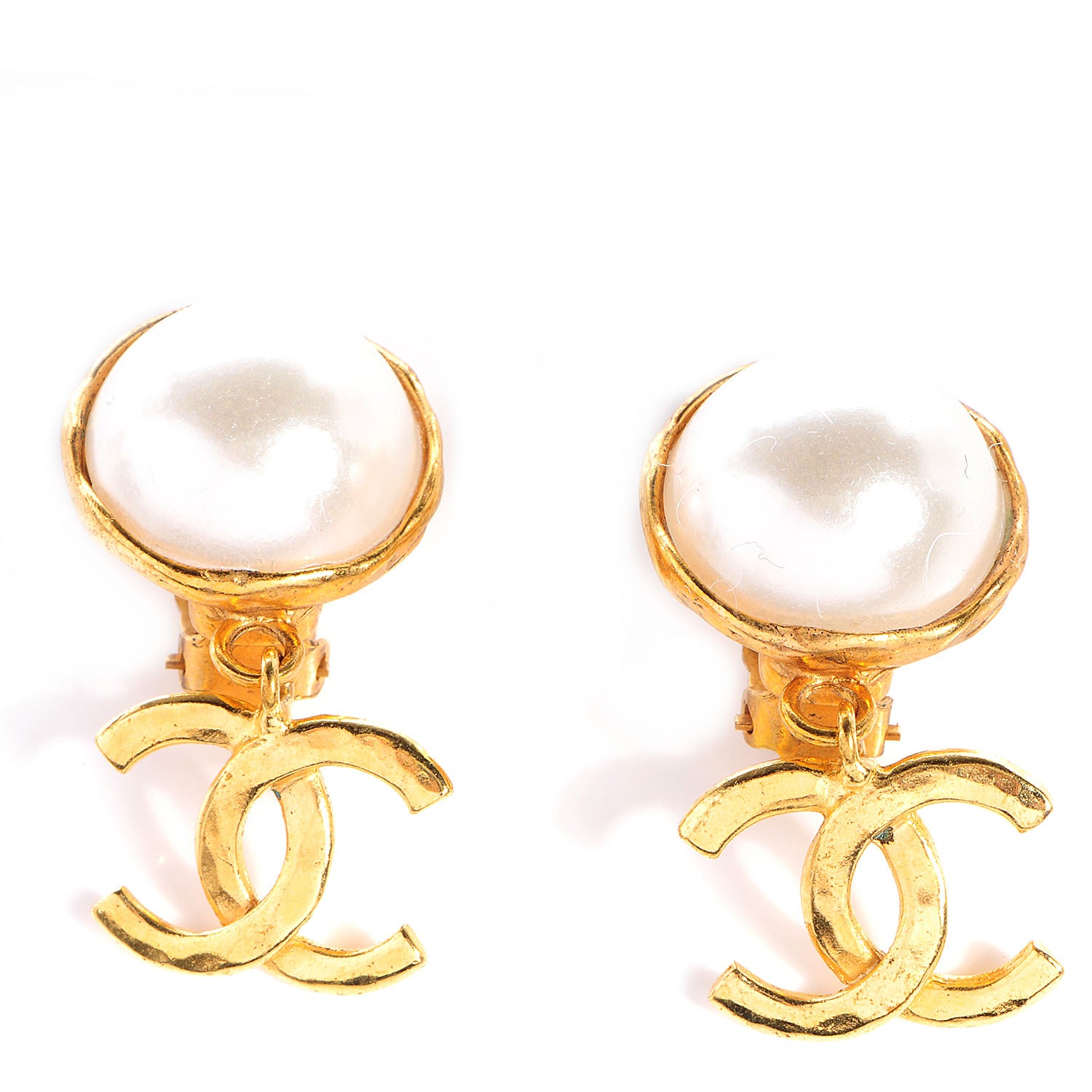 Chanel Pearl CC Dangle Clip On Earrings 1 of 4