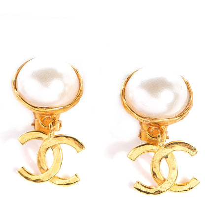 Chanel Pearl CC Dangle Clip On Earrings 1 of 4