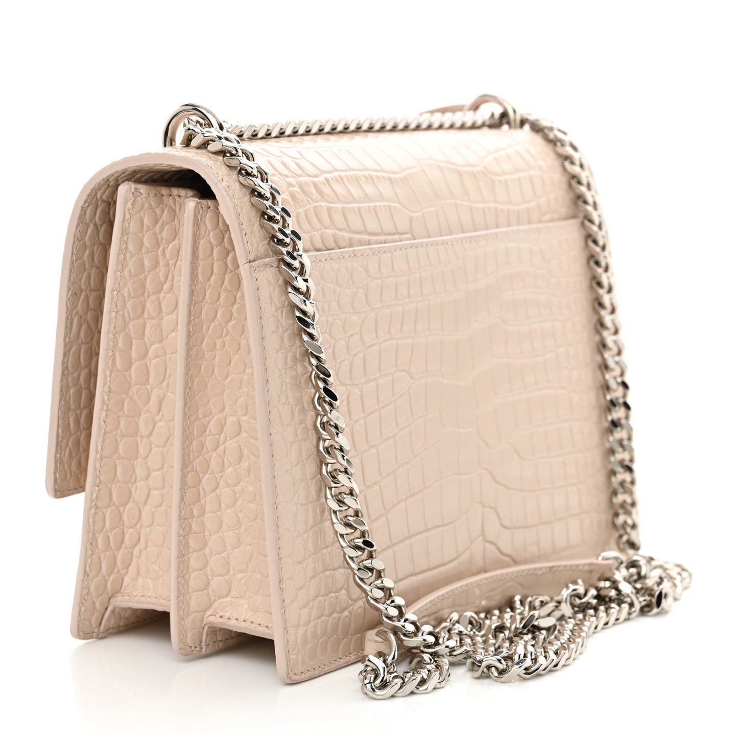 Calfskin Crocodile Embossed Medium Monogram Sunset Rose Antic