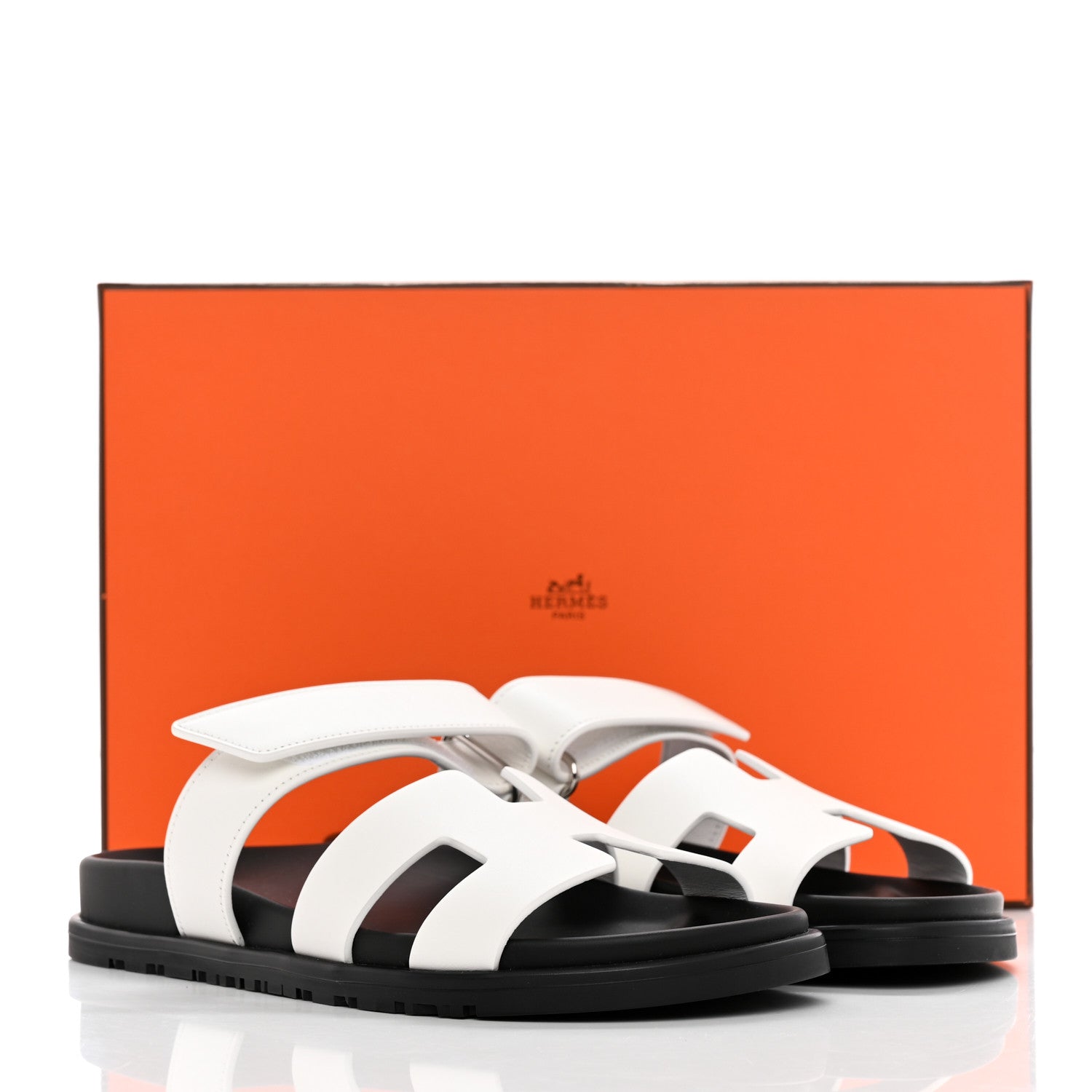Hermes Calfskin Womens Chypre Sandals 37 White 9 of 9