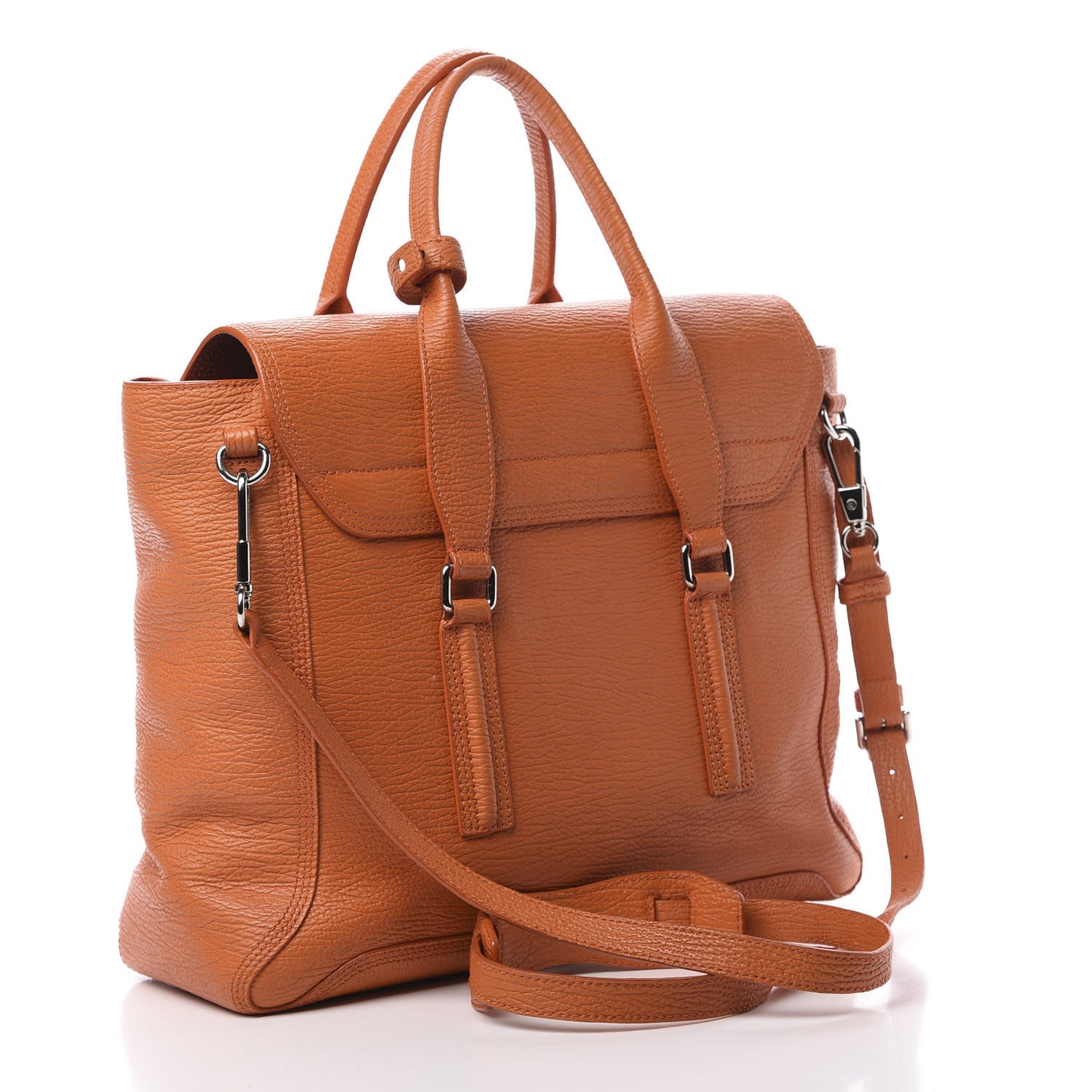 3.1 Textured Calfskin Large Pashli Satchel Mandarin