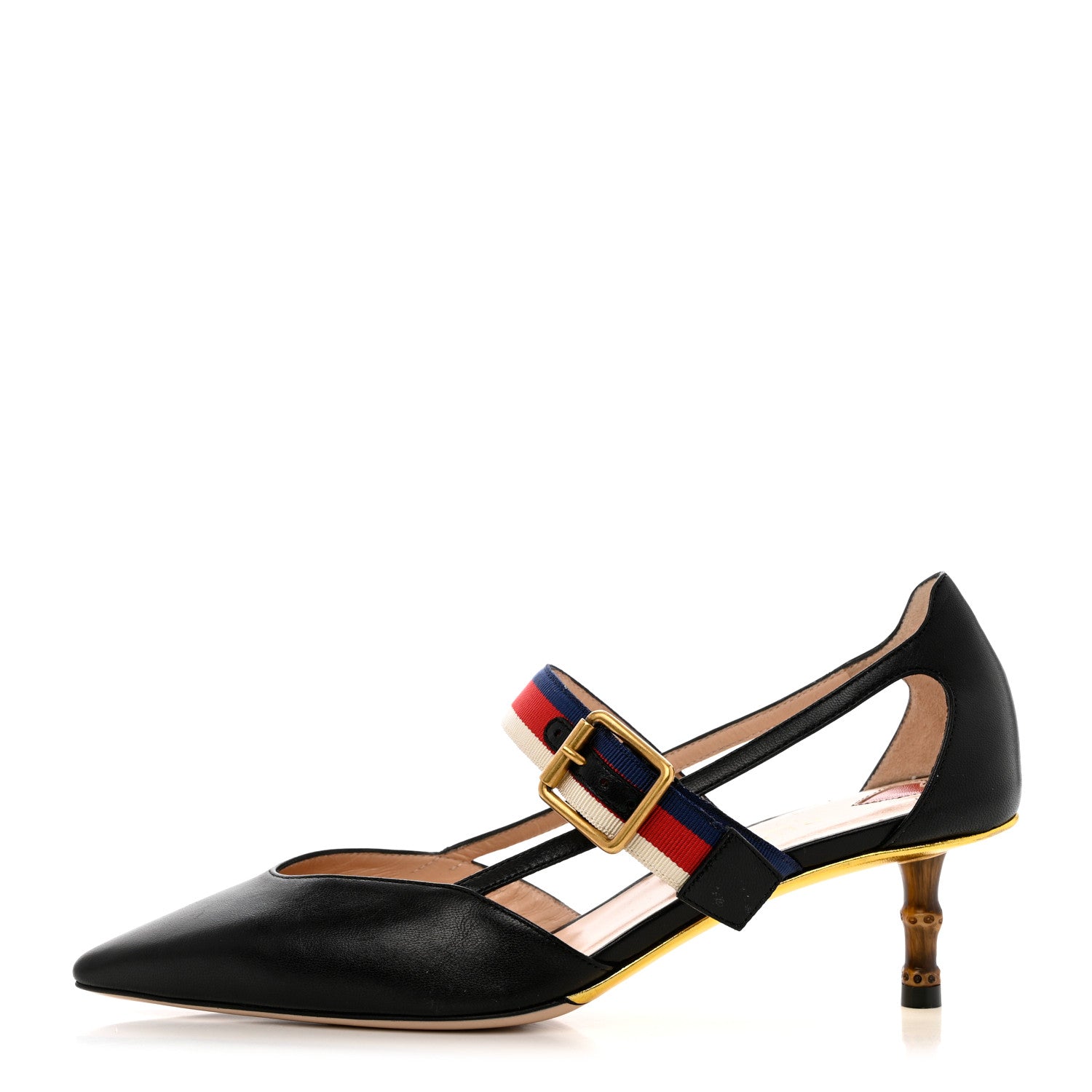 Gucci Malaga Kid Grosgrain Sylvie Web Bamboo Mules 35.5 Black 1 of 10