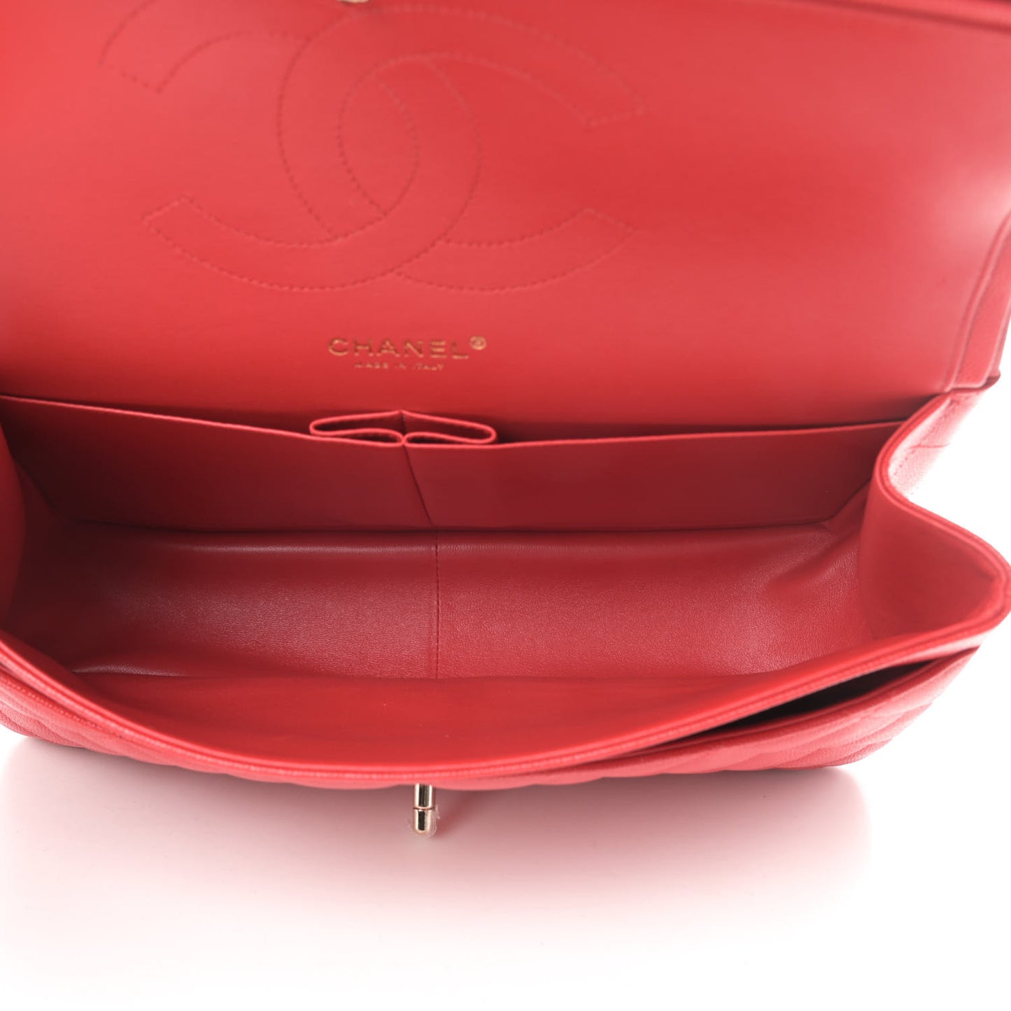 Caviar Quilted Jumbo Double Flap Red